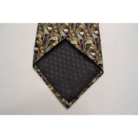 Crooks & Creed London Men's Green Silk Golf Tie - Picture 4 of 7